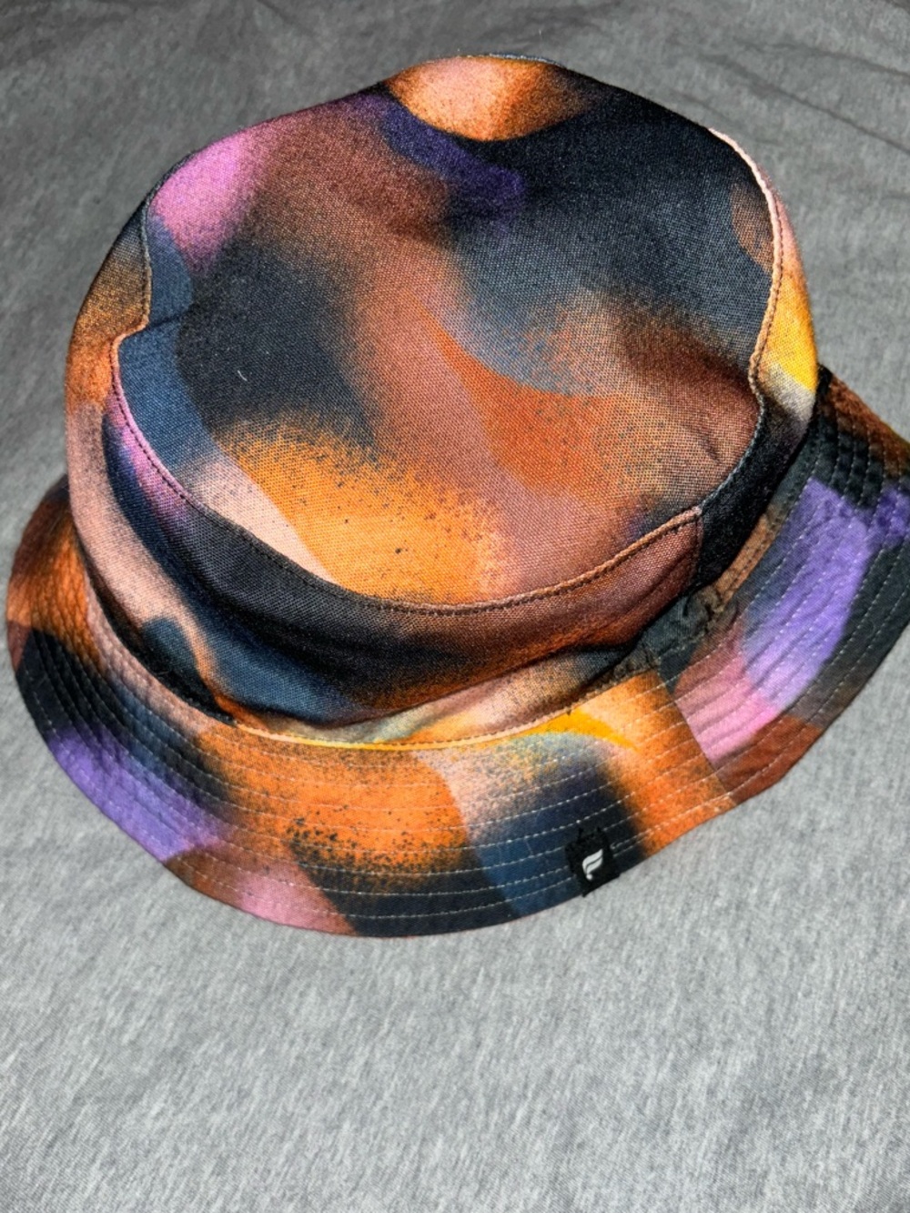 Fabletics Men's Orange, Purple & Black Spray-Pattern Bucket Hat